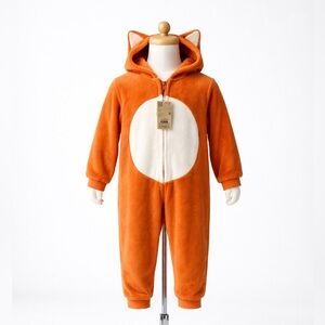 Orange Fox Pajama Onesie with White Circle